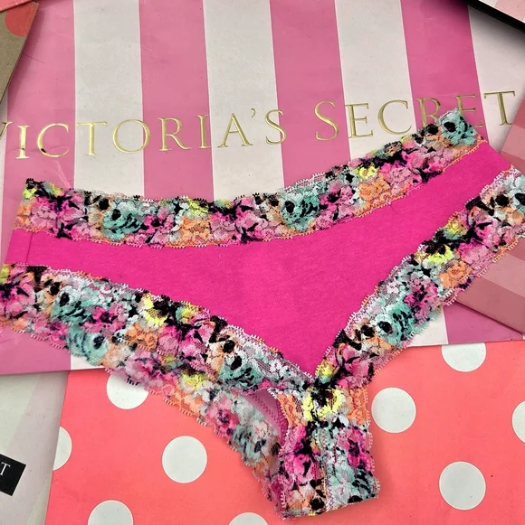 Victoria's Secret PINK VTG Extra Low Rise Cheeky Panty Rainbow Floral Lace NWT - Picture 5 of 13